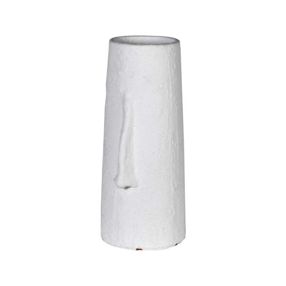 Tall white vase with nose design