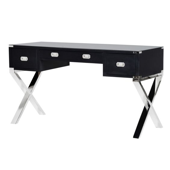 Campaign-style black desk