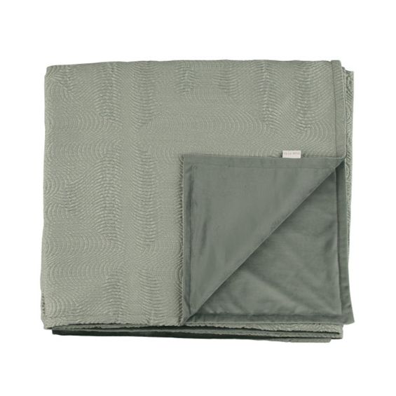 Textured satin throw with soft velvet interior in green