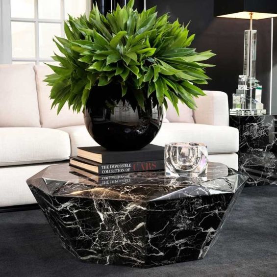 Diamond Coffee Table - Black Marble