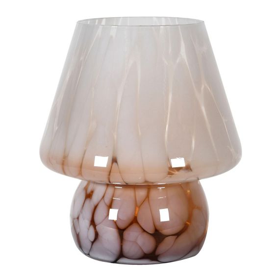 Mushroom-shaped glass lamp with brown tinted glass design