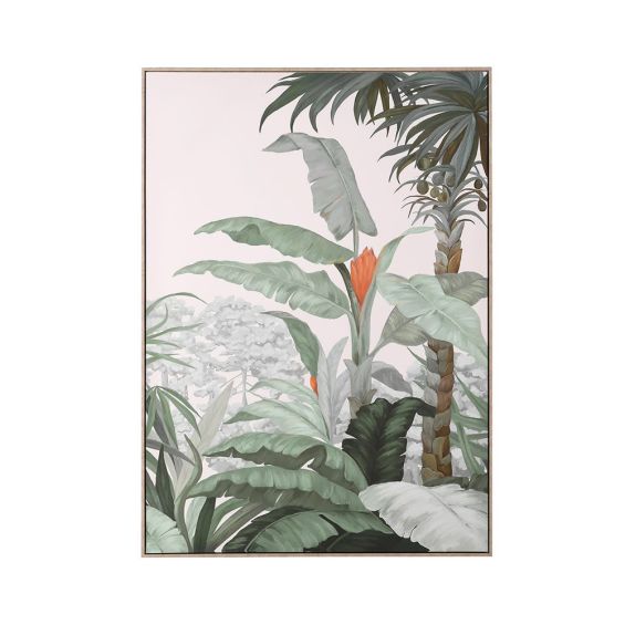 A luscious jungle-inspired print with tropical trees and plants