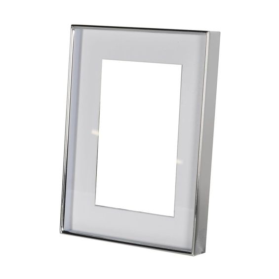 Luxurious silver stainless steel photo frame with black velvet back