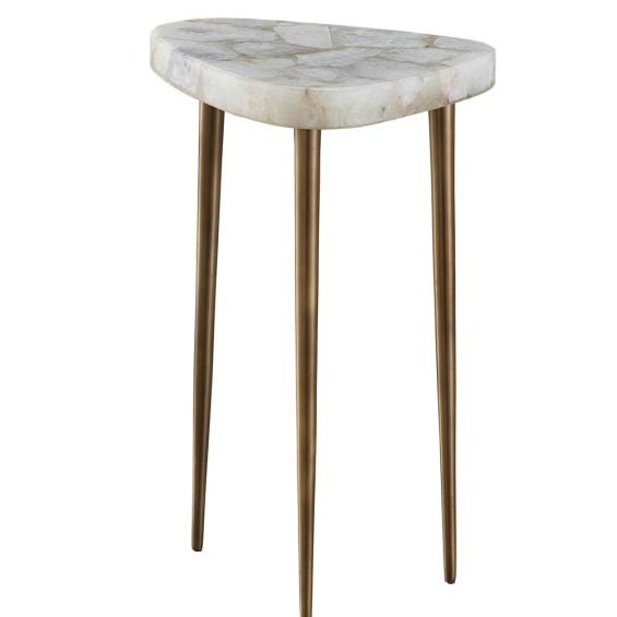 Tall marble side table with three brass legs