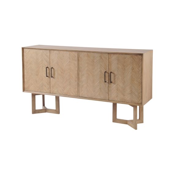 4 door, natural, mindi wood cabinet
