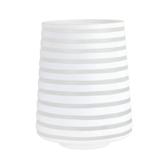 large white and frosted glass vase