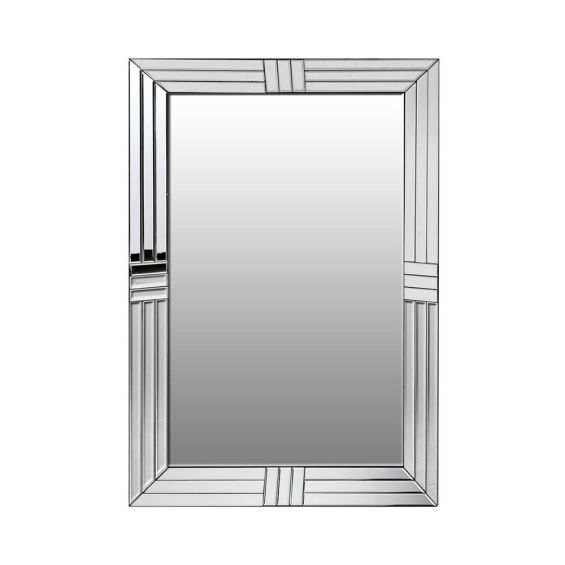 A dazzling silver art deco-inspired wall mirror