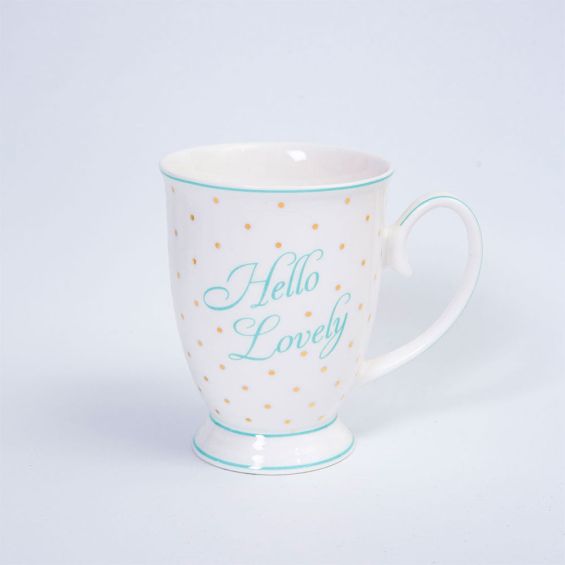 Hello Lovely Mug Gold Dots & Mint
