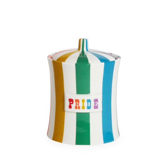 A luxurious multicoloured 'Pride' canister storage jar