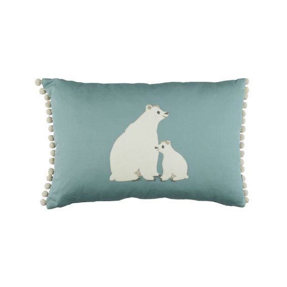 Blue and white polar bear cushion 