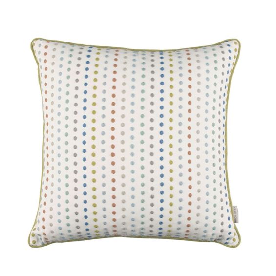 Multi-coloured cushion with dotted embroidery design