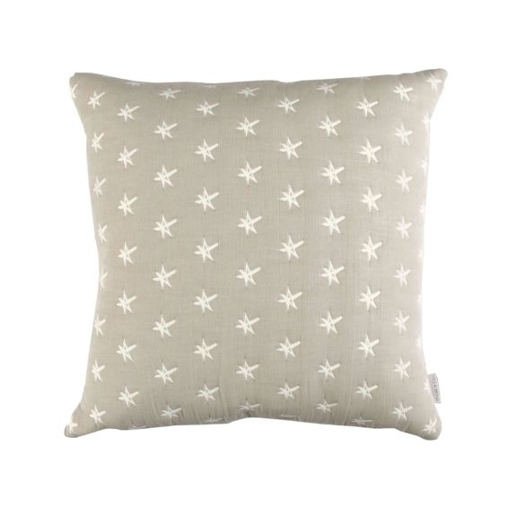 Pebble grey and cream star patterned cushion