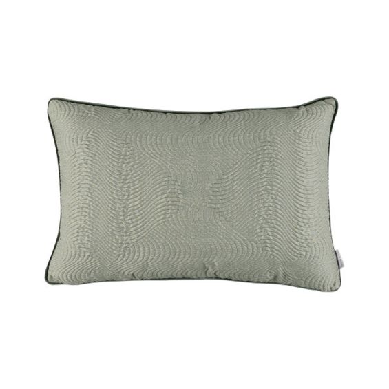 Dark grey, greeny quilted textured satin cushion with soft velvet back