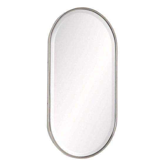 Vintage style silver mirror in a classic capsule shape