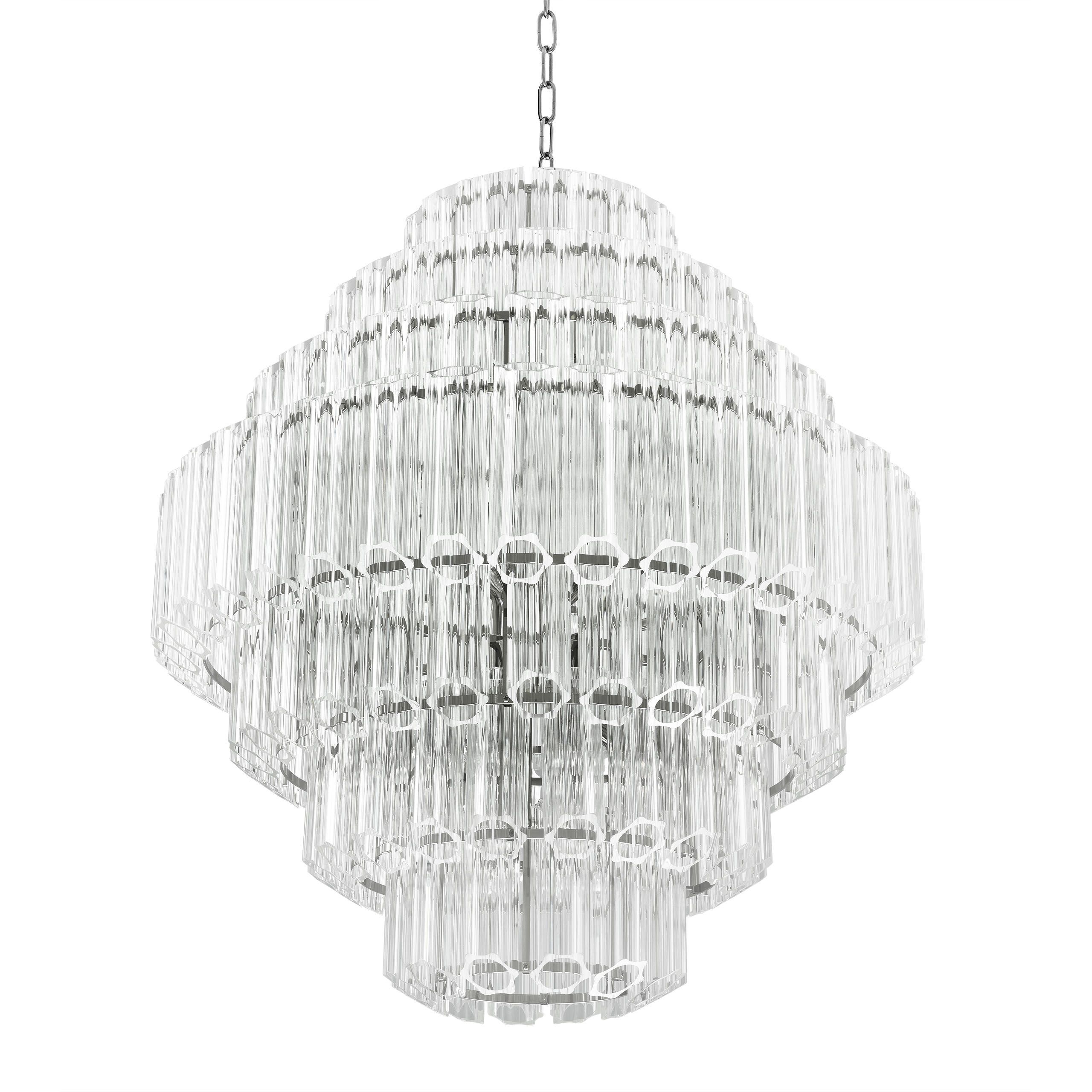 Structural, gold glass tube detail chandelier - Large