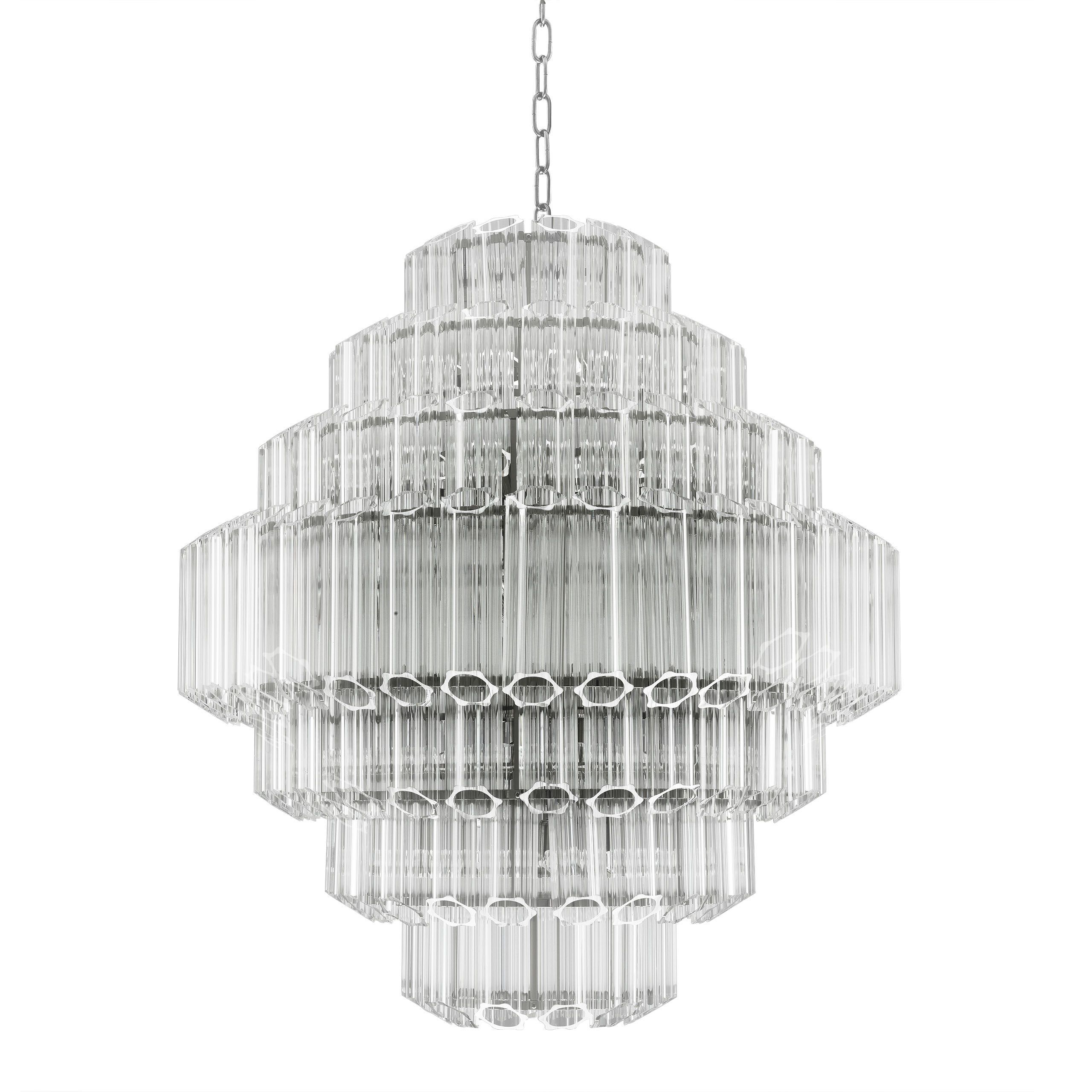 Structural, gold glass tube detail chandelier - Large