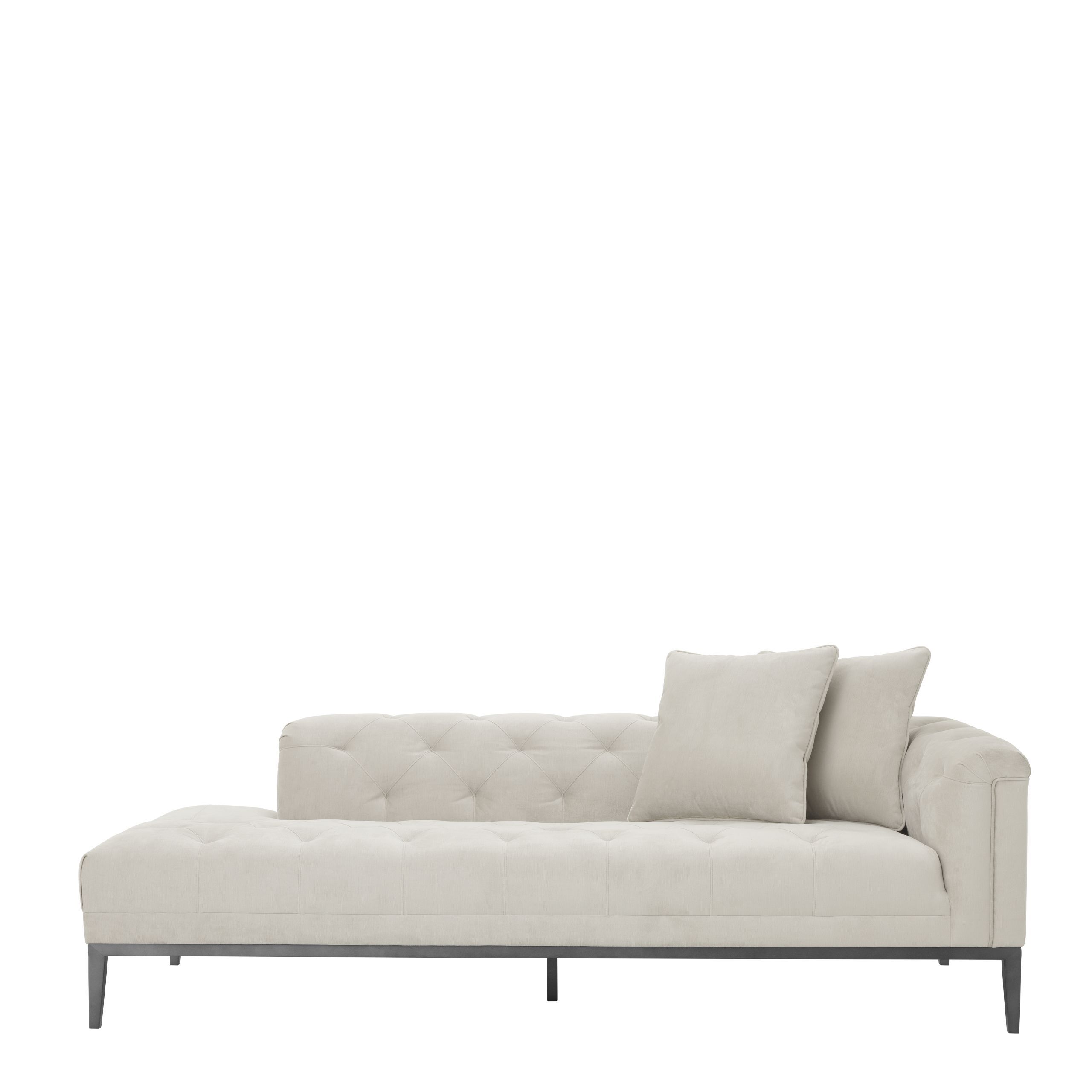 deep-buttoned cream lounge sofa with black legs 