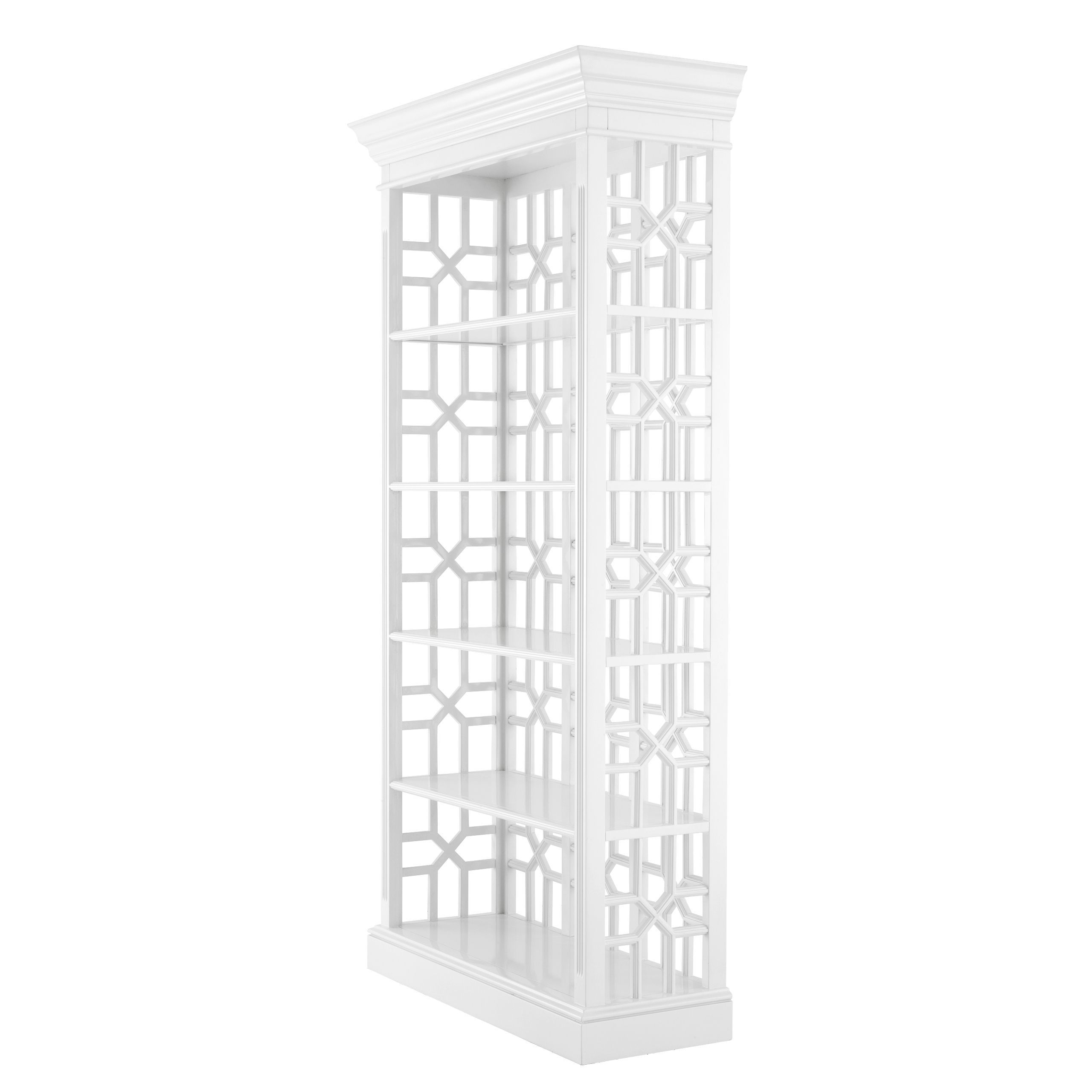Art deco lattice design white display cabinet