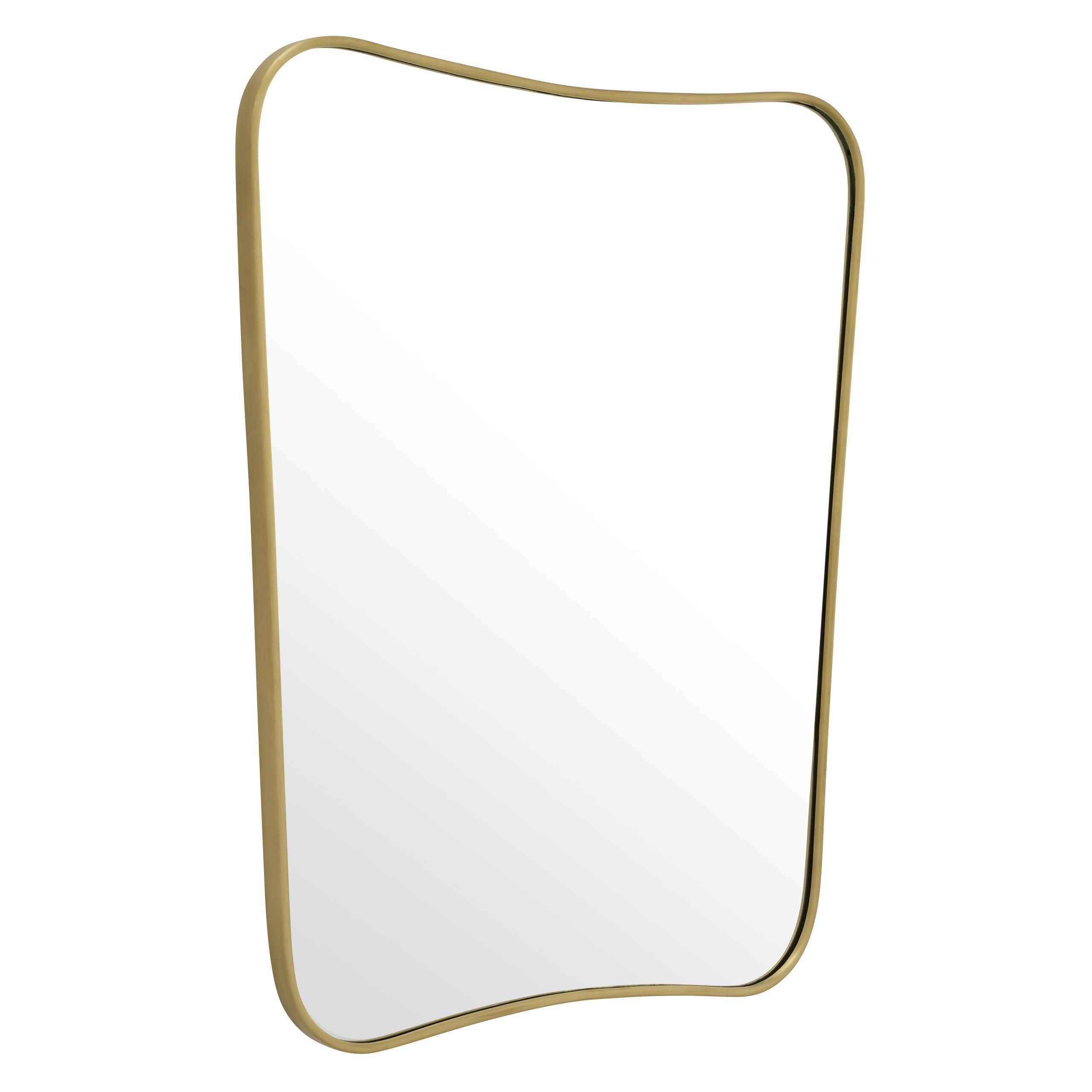 Stylish curved brass framed mirror