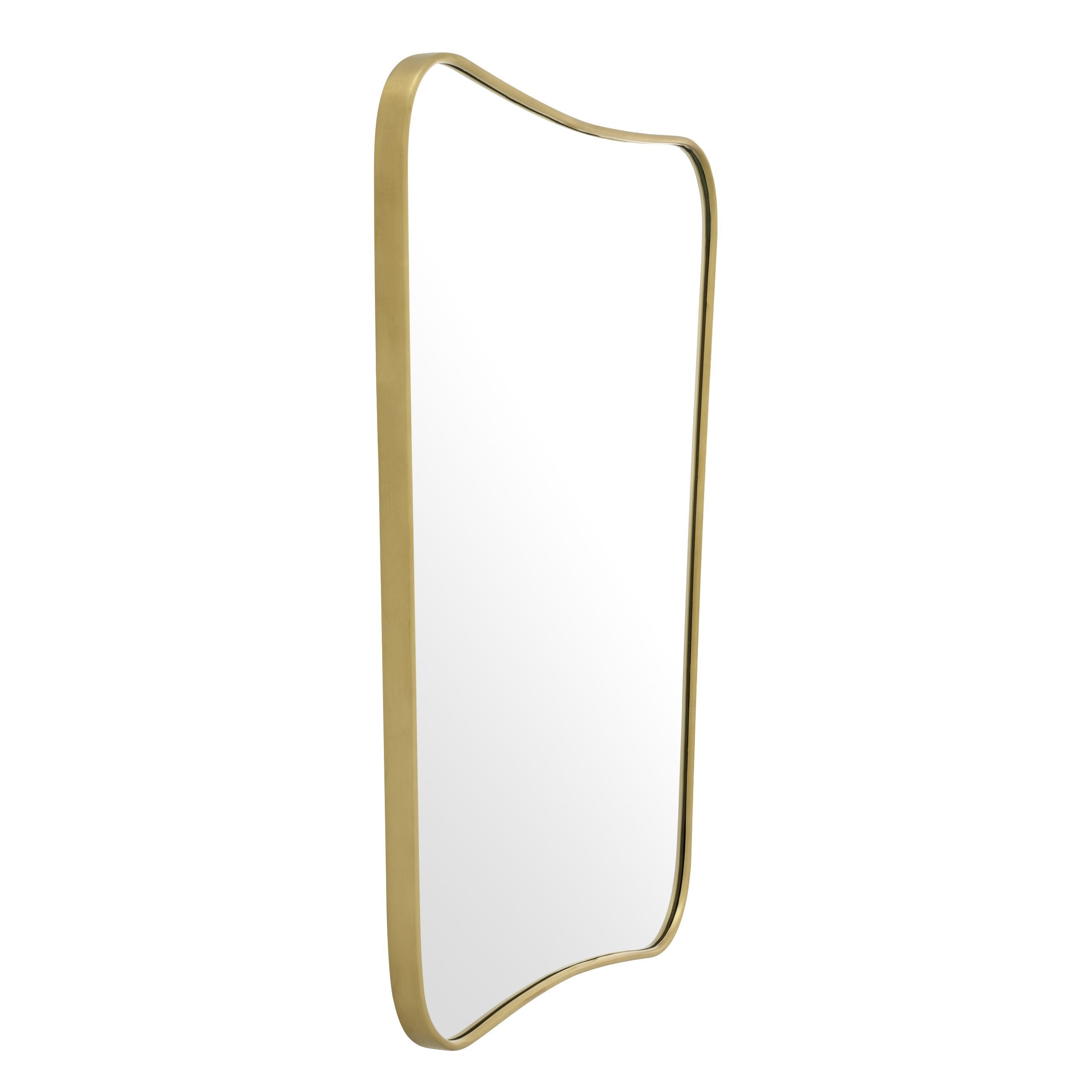 Stylish curved brass framed mirror