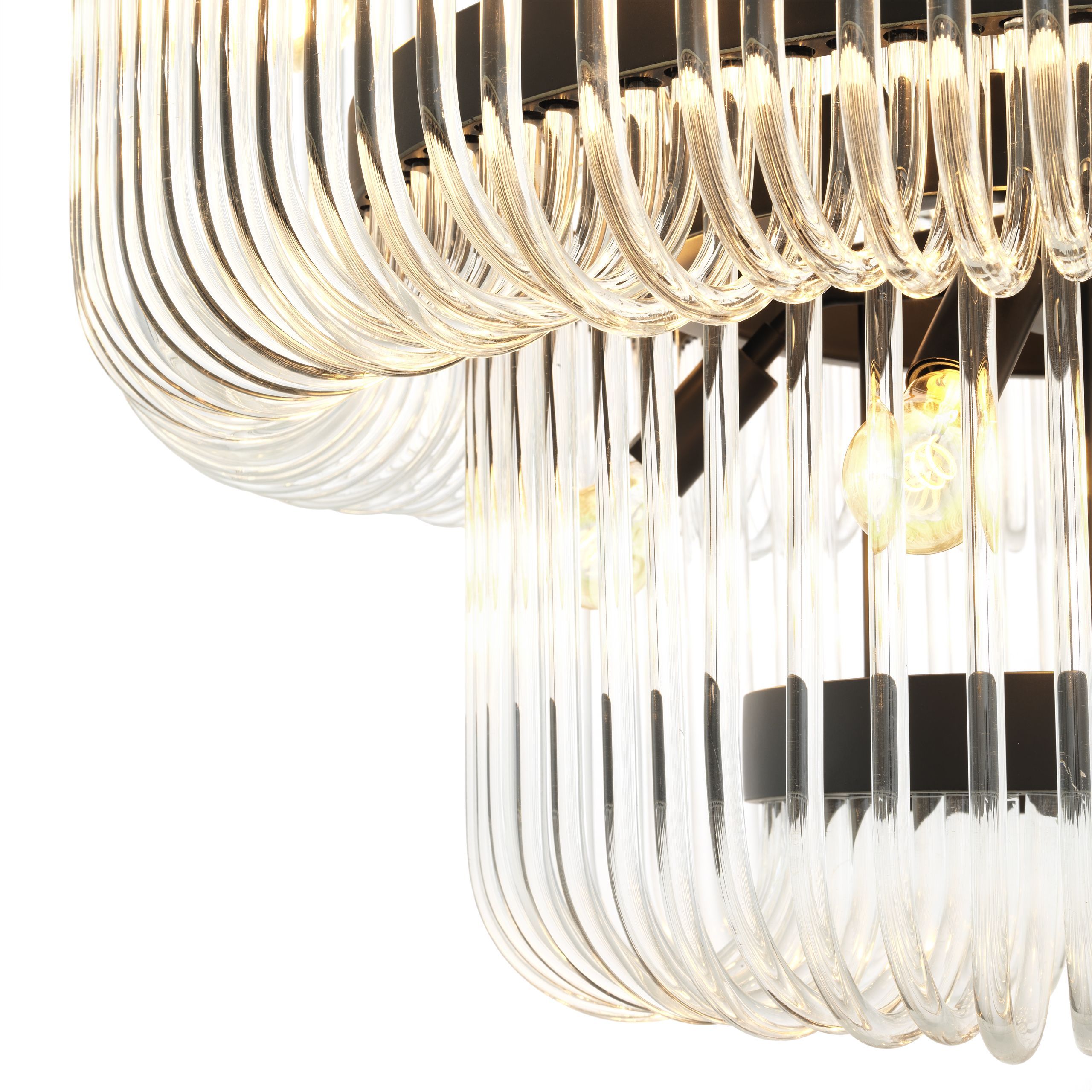 two-tied chandelier with rounded glass rods