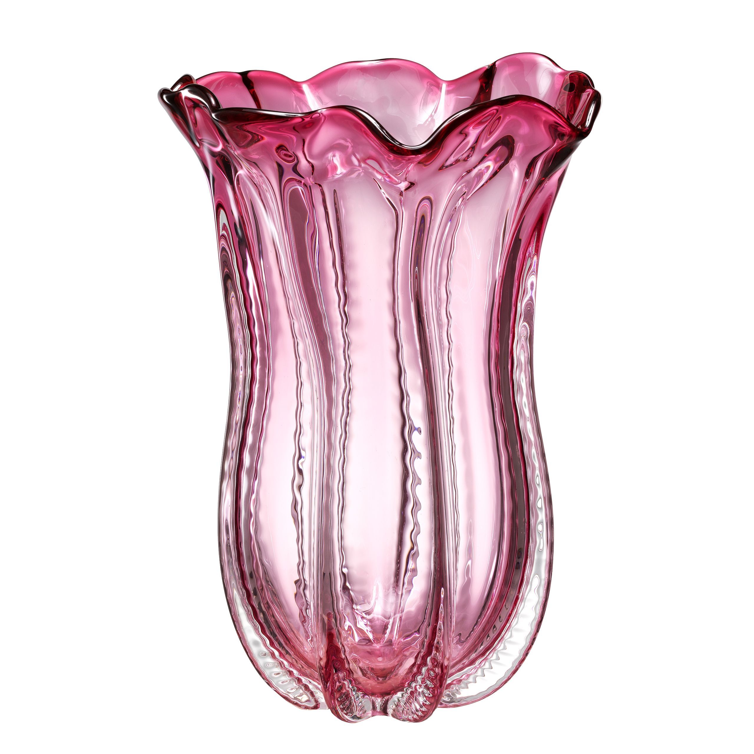 large pink handblown glass vase