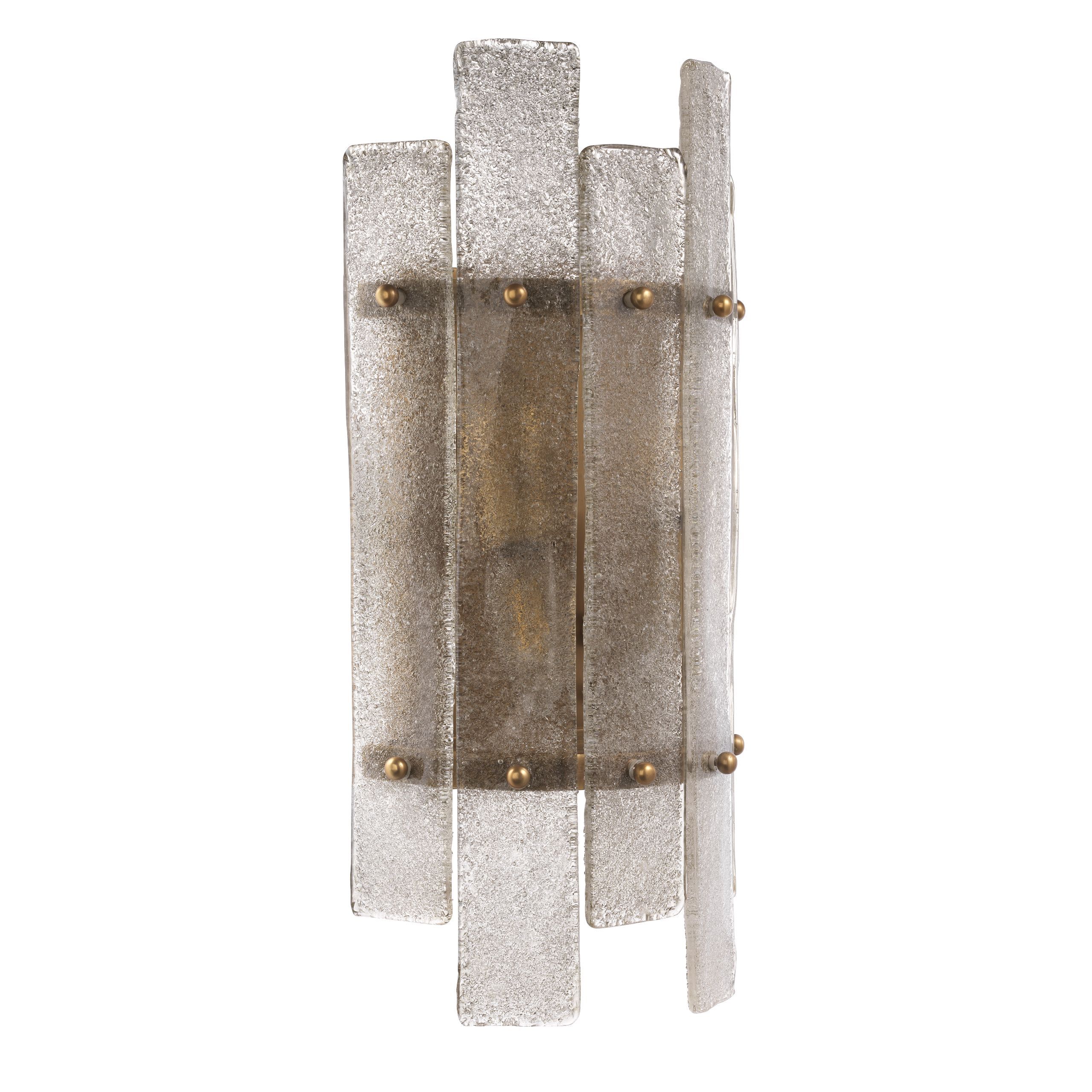 Rustic style wall lamp with antique brass frosted glass 