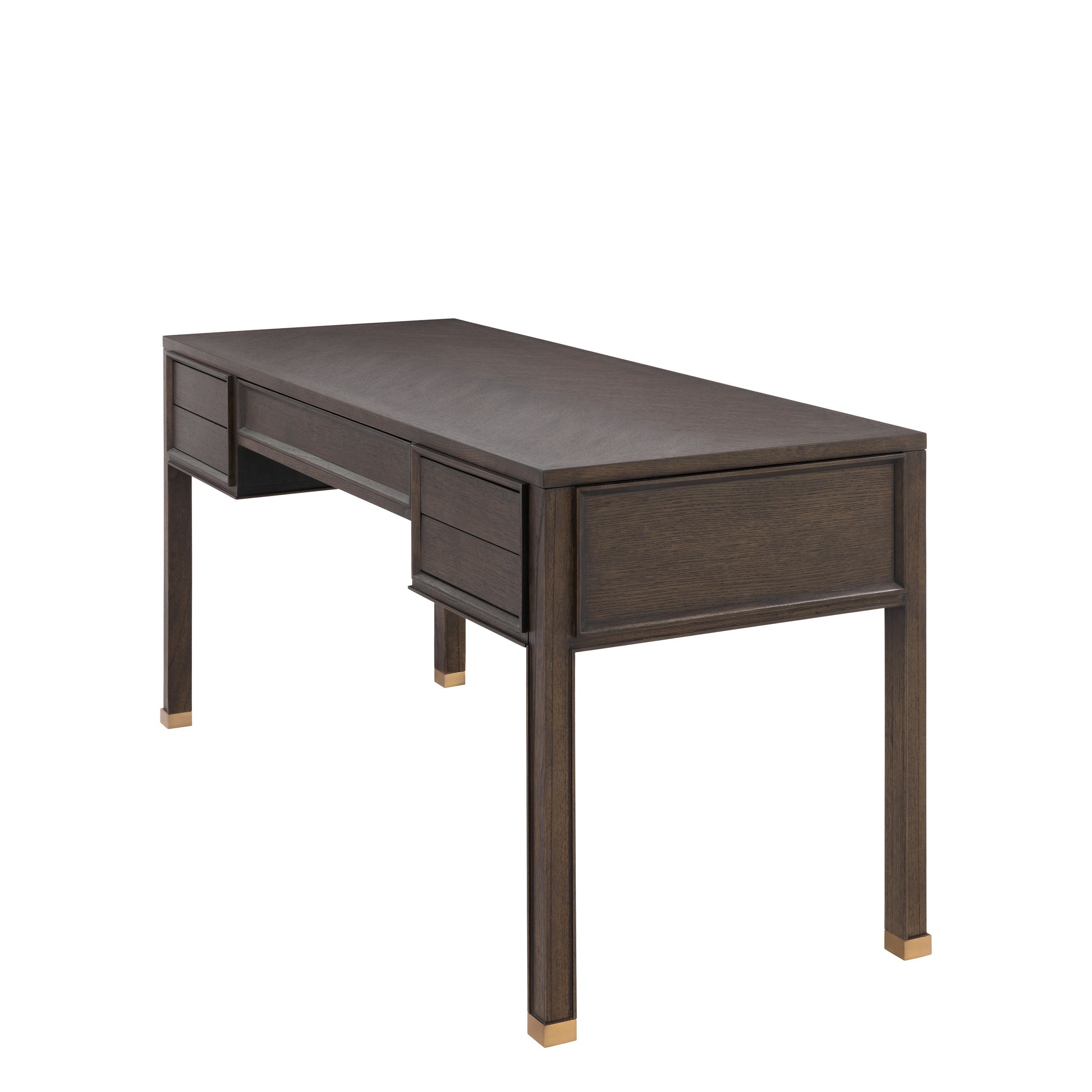 Dark brown oak veneer desk