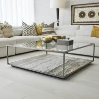Uttermost Floating Plane Coffee Table - Travertine/Bronze