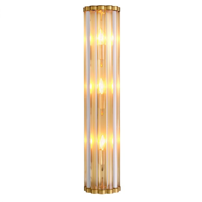 Tubular wall sconce with gold accents
