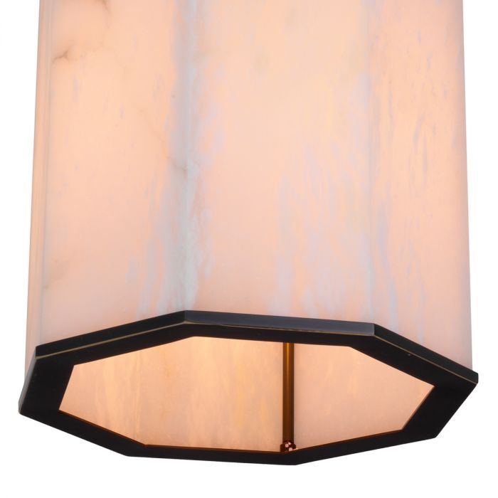 Ceiling lantern composed of alabaster with bronze finish frame