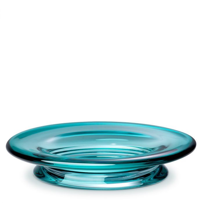 Circular blue glass bowl