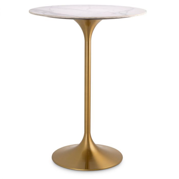 Circular marble top table with brushed brass base