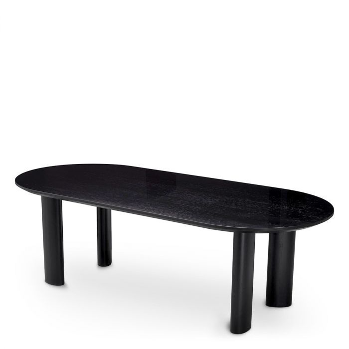 Sleek and plain black wooden dining table
