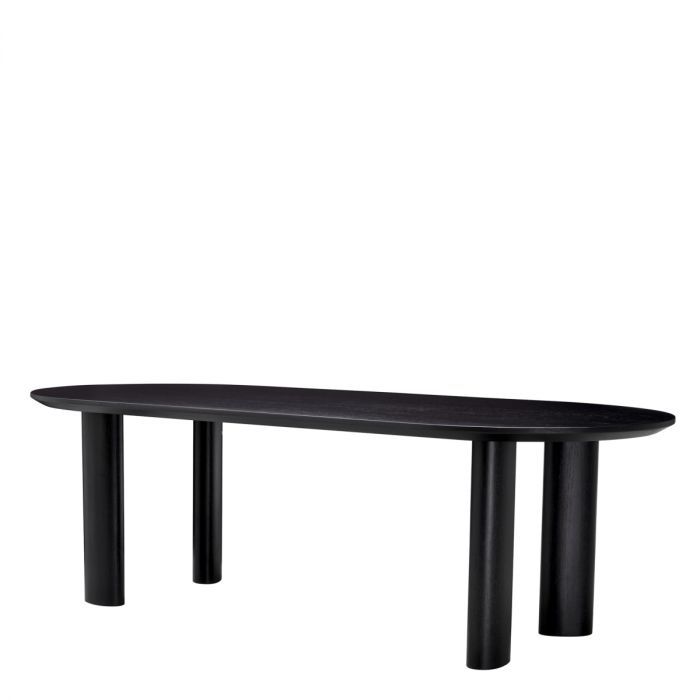Sleek and plain black wooden dining table