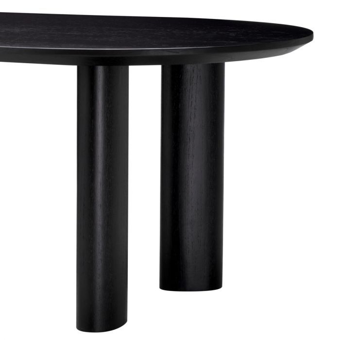Sleek and plain black wooden dining table