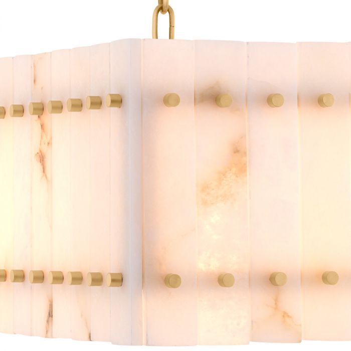 Gorgeous rectangular chandelier composed of alabaster and gold finished metal