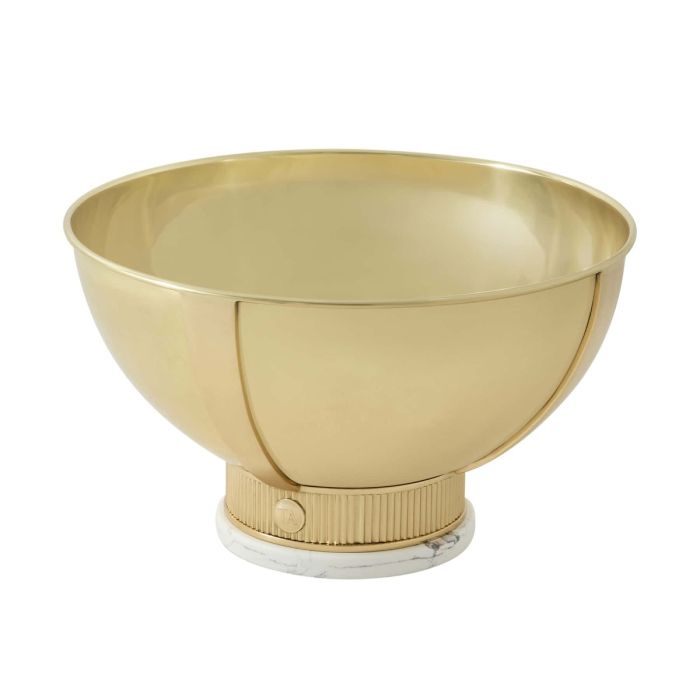 Large gold bowl with white marble base