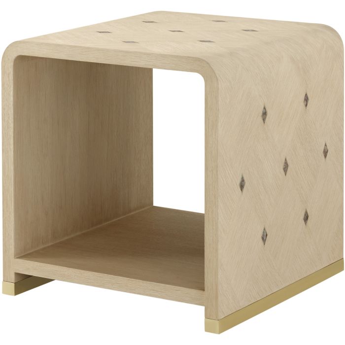 Light wood side table with diamond accents