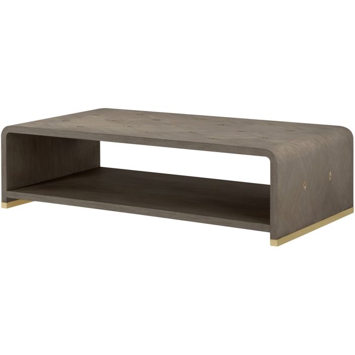 Large coffee table with diamond detail accents and gold edging