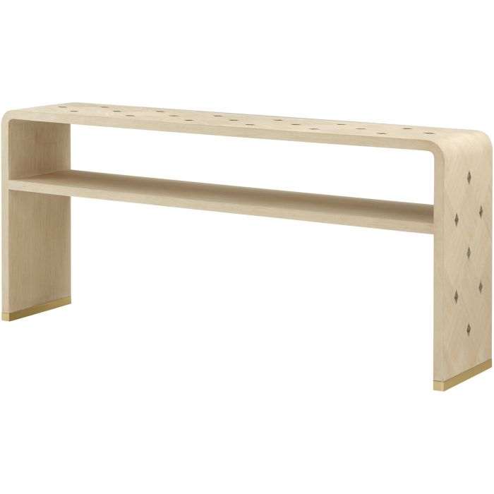 Light wood console table with diamond details
