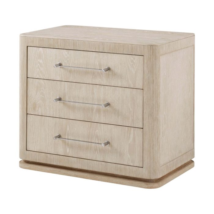 Set of 3 drawers in light oak finish with sleek handles