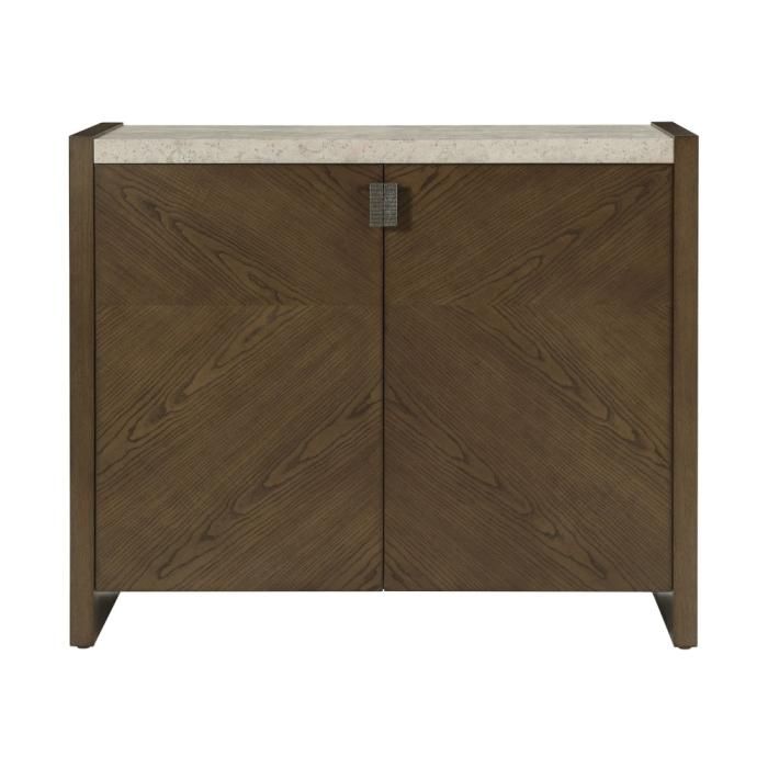 Wooden cabinet with beige stone-like top
