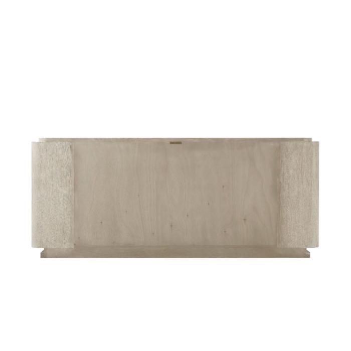 Washed wood sideboard with marble top and three doors
