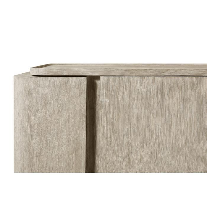 Washed wood sideboard with marble top and three doors