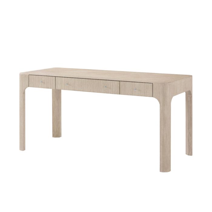 Light wood desk with three drawers and ribbed finish