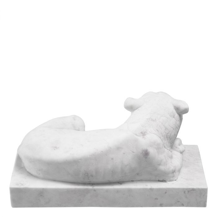White marble reclining lion object