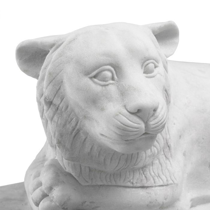 White marble reclining lion object