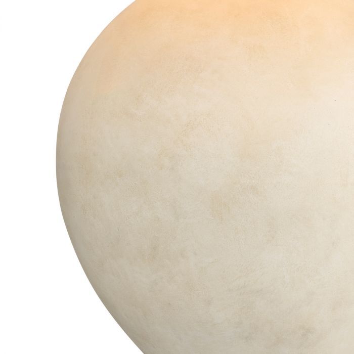 Side lamp with circular large base and elegant linen shade