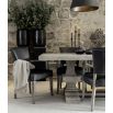 Small grey wood dining table with middle rail